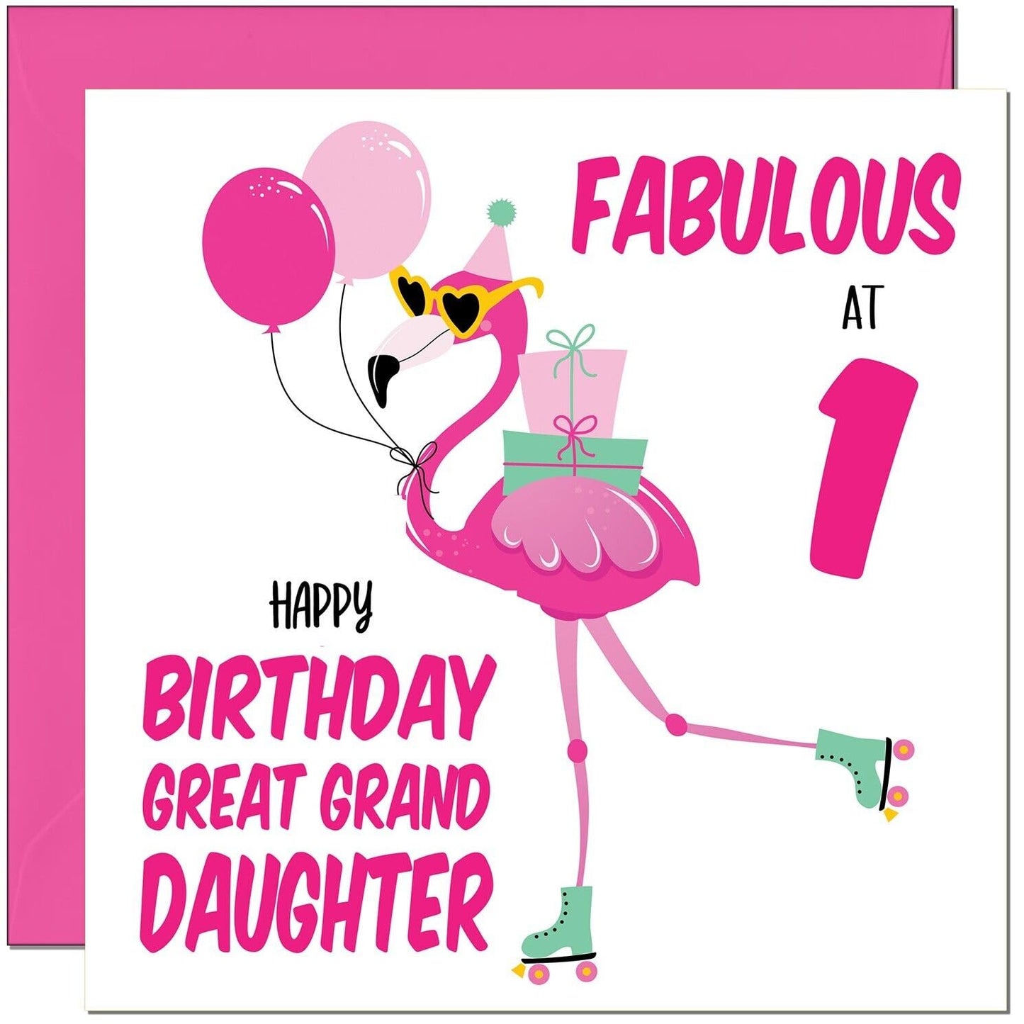 Great Granddaughter Birthday Card - Fabulous Flamingo - Cute Great Granddaughter