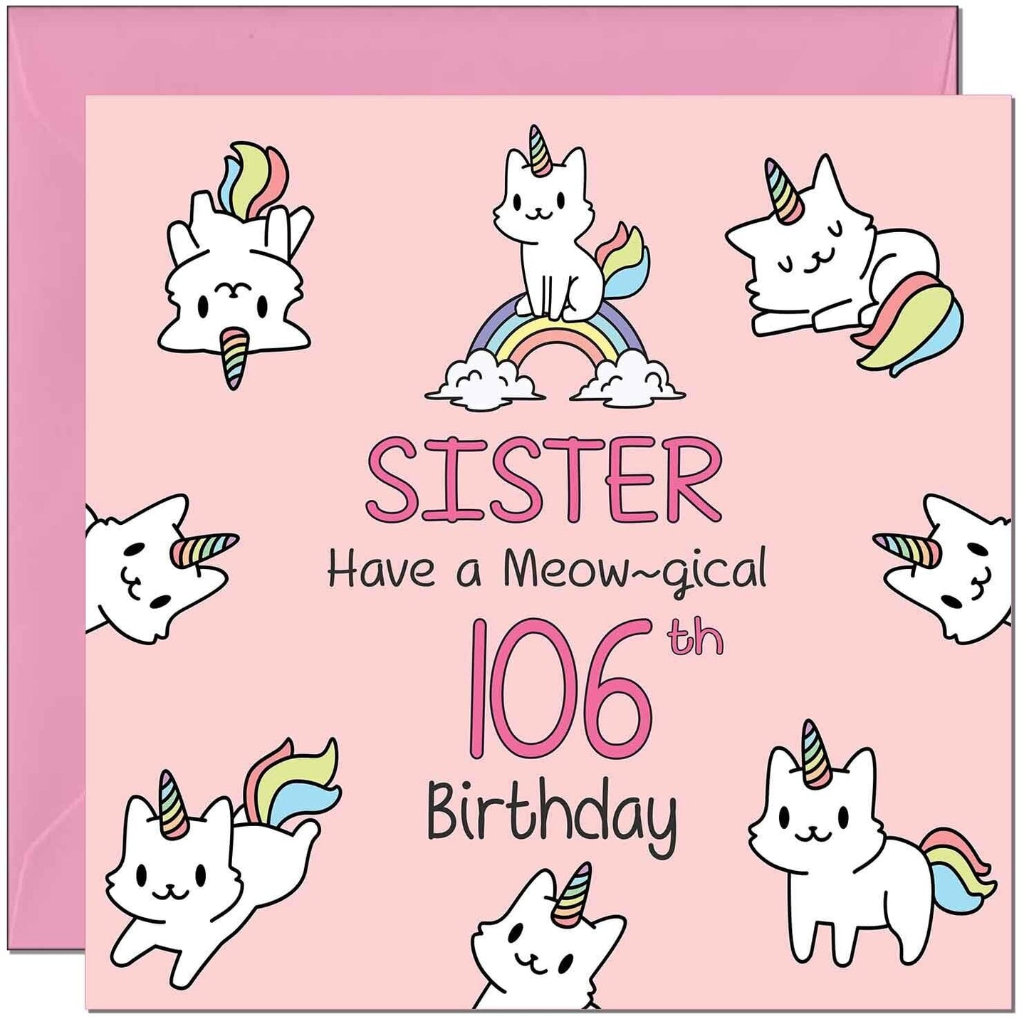 Sister Birthday Card - Funny Cat Cute Sister's