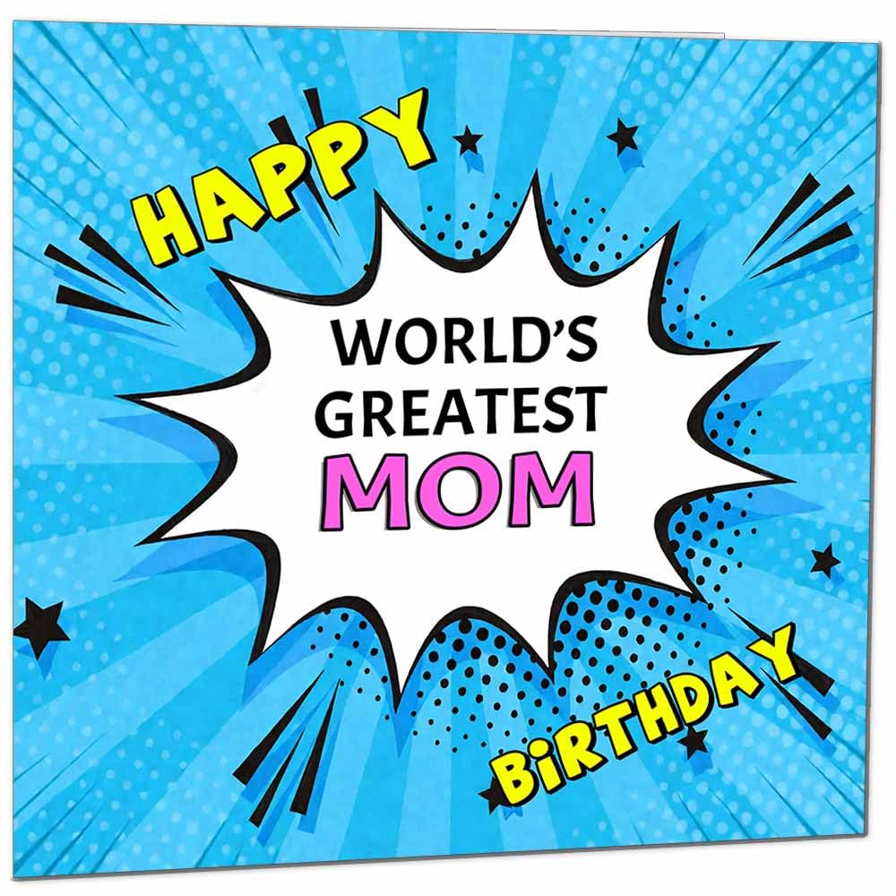 Wife Birthday Card - World's Greatest - Comic Book Pop Art Style Birthday Card for Wife