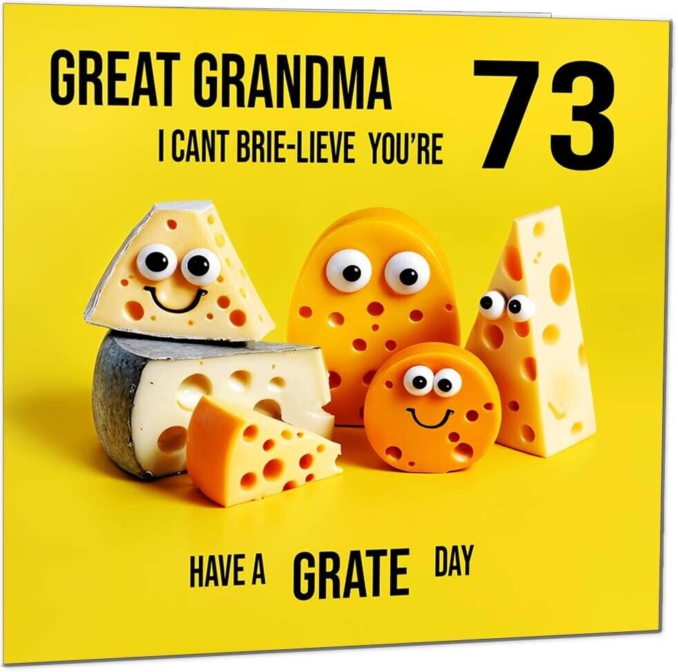 Great Grandma funny Birthday Card - Cheese Pun Funny Great Grandmas