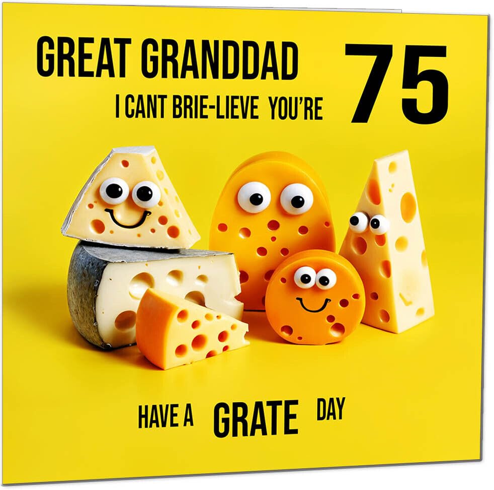 Great Granddad funny Birthday Card - Cheese Pun Funny Great Granddads