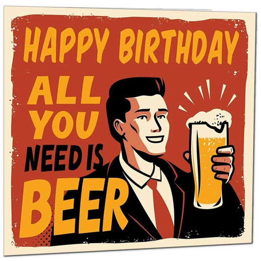 Beer Birthday Card - Funny Happy Birthday Card for Men Dad Friend Brother Uncle