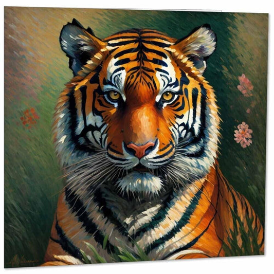 Tiger Greeting Card - Impressionist Art 145mm x 145mm