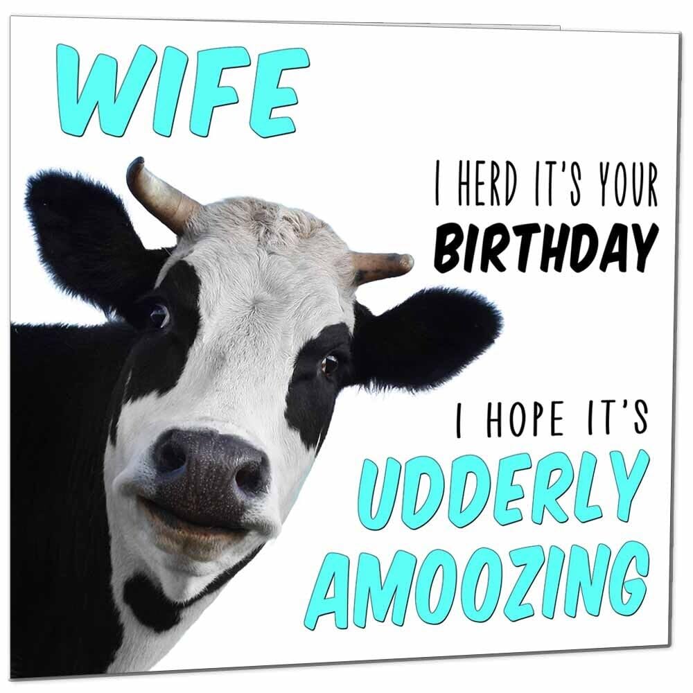 Birthday Card for Men Women Cow Pun Funny