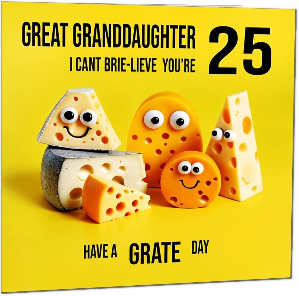 Great Granddaughter Birthday Card - Cheese Pun Funny Great Granddaughers