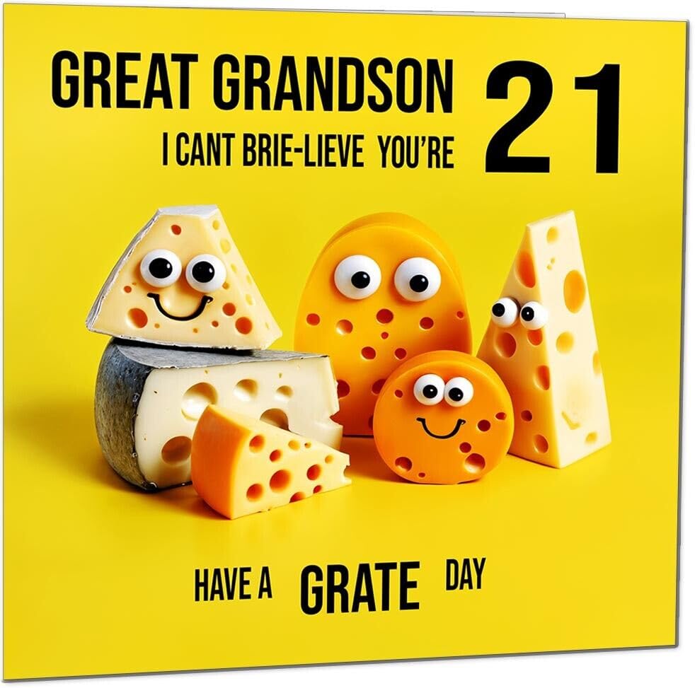 Great Grandson Birthday Card - Cheese Pun Funny Great Grandson