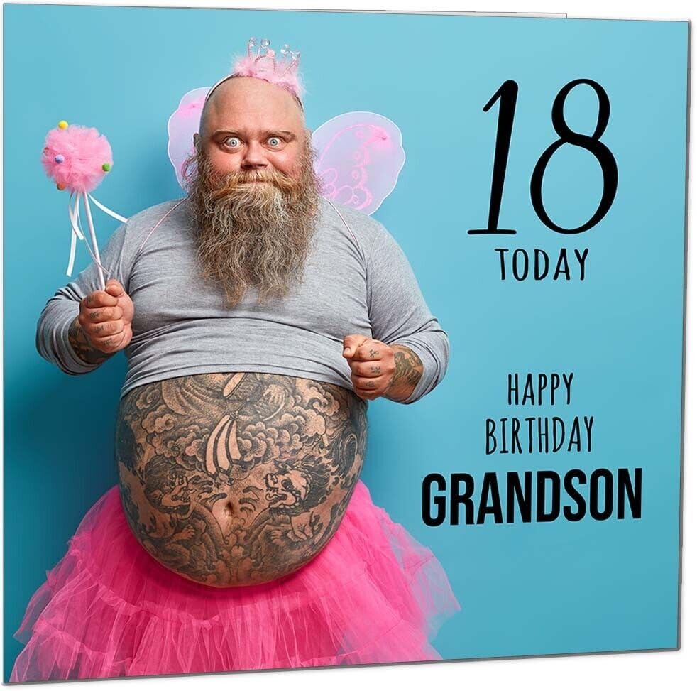 Grandson Funny Birthday Card - Bearded Man Joke Funny Grandsons