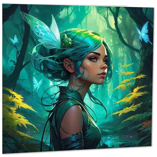 Woodland Fairy Greeting Card - Fantasy Forest Girl Birthday Card 145mm x 145mm