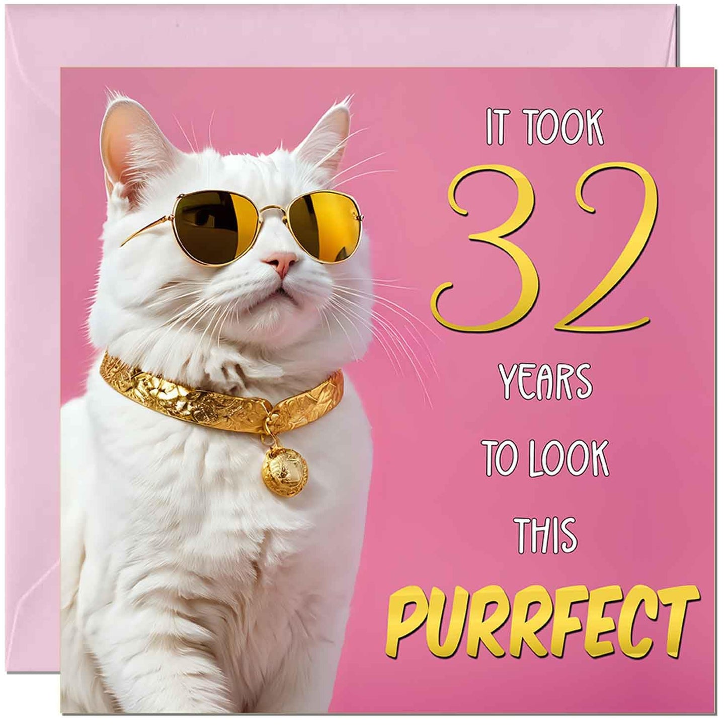 Cat Birthday Card for Women - Purrfect Birthday - Funny Cat Birthday Card for Year old woman Ladies Nan Grandma Mum Aunt Sister Mum Friend Kitty Kitten