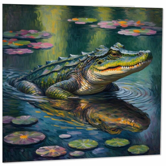 Alligator Greeting Card Animal Impressionist Art 145mm x 145mm