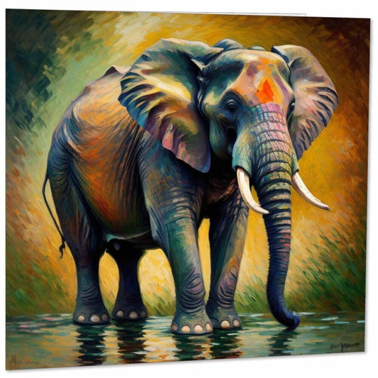 Elephant Greeting Card - Animal Africa Impressionism Art 145mm x 145mm