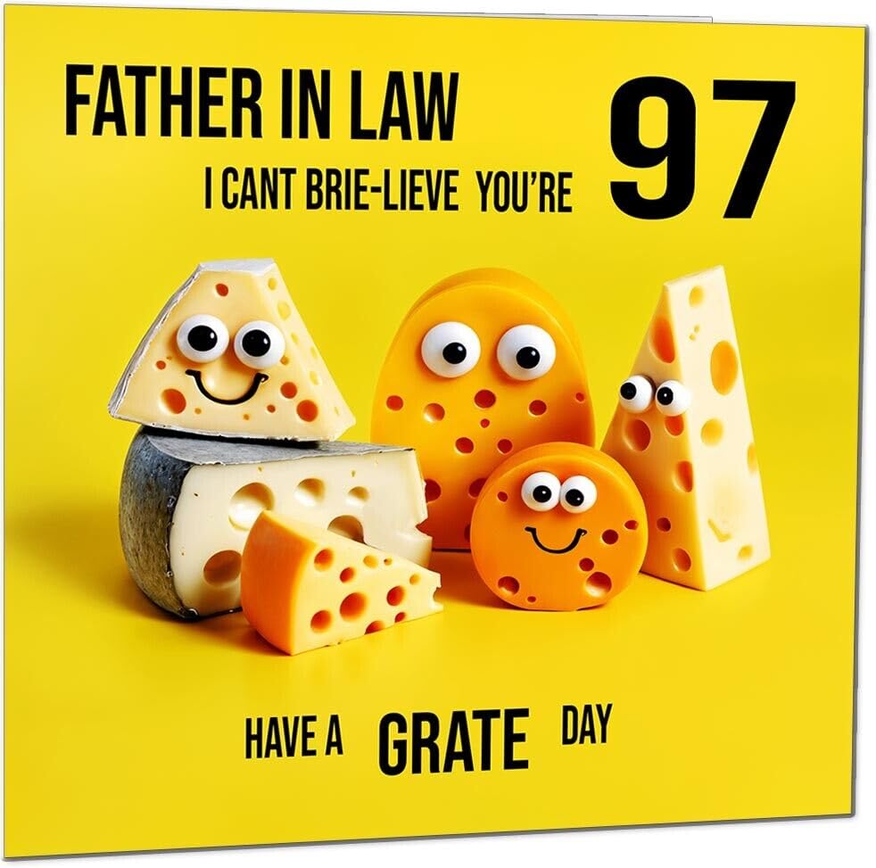 Father in Law funny Birthday Card - Cheese Pun Funny Father in Laws