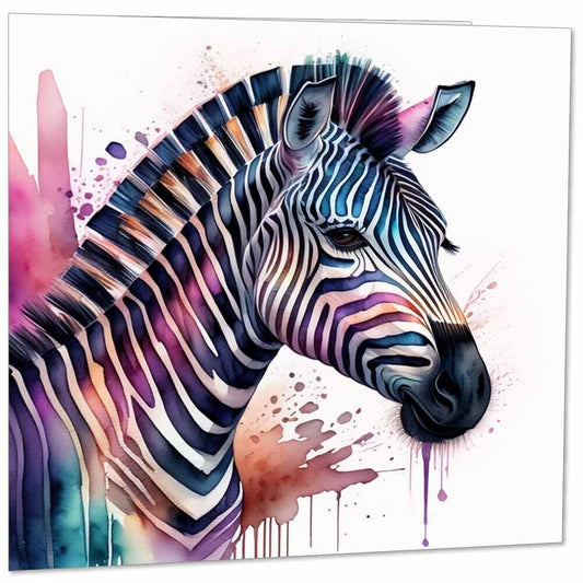 Zebra Greeting Card - Watercolour Zebra Card - 145mm x 145mm Square