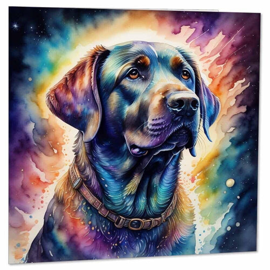 Cool Labrador Dog Greeting Card - Colourful Watercolour Labrador Birthday Card