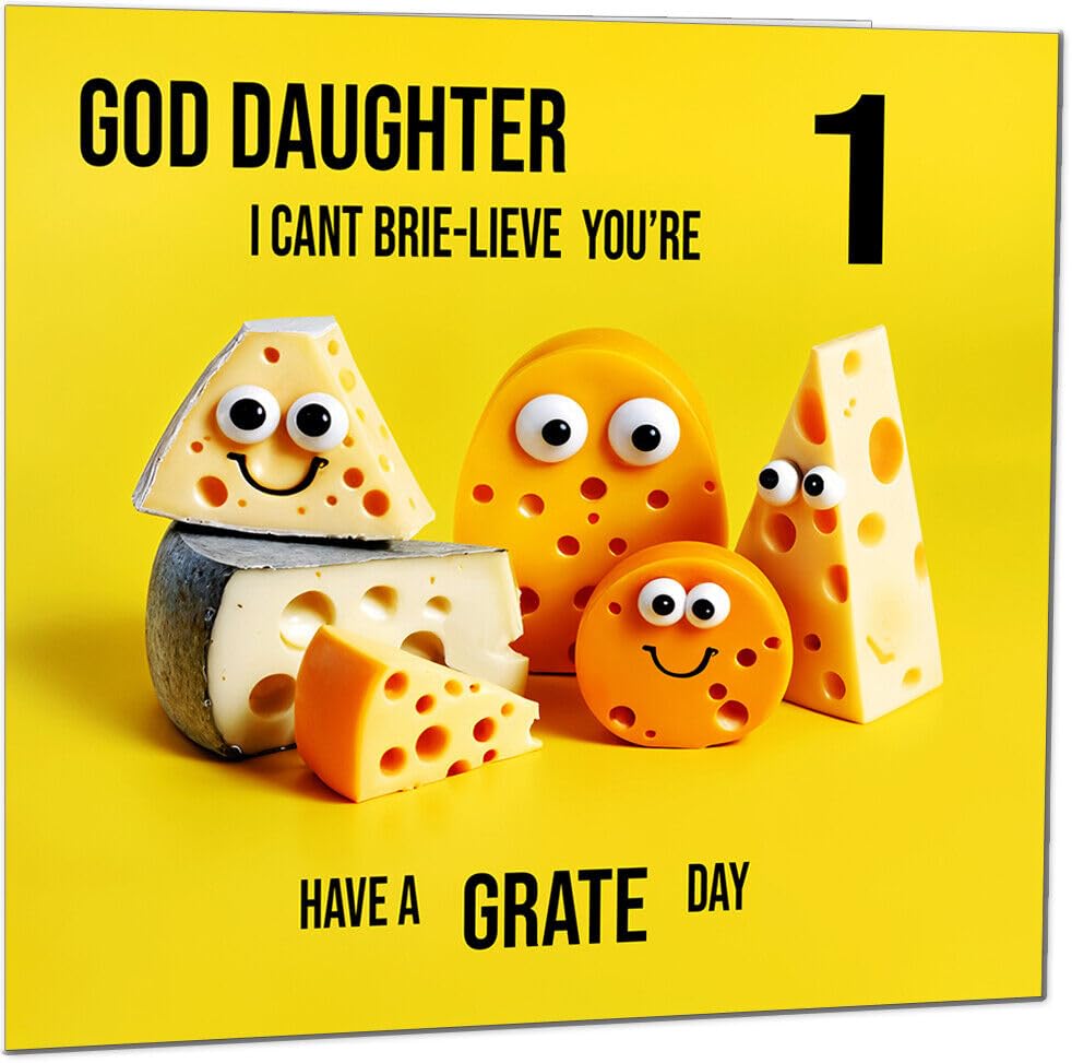 God Daughter Birthday Card - Cheese Pun Funny God Daughters