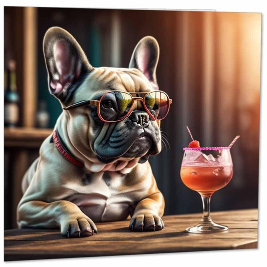 Cool Funny French Bulldog Greeting Card - French Bulldog Card 145mm x 145mm