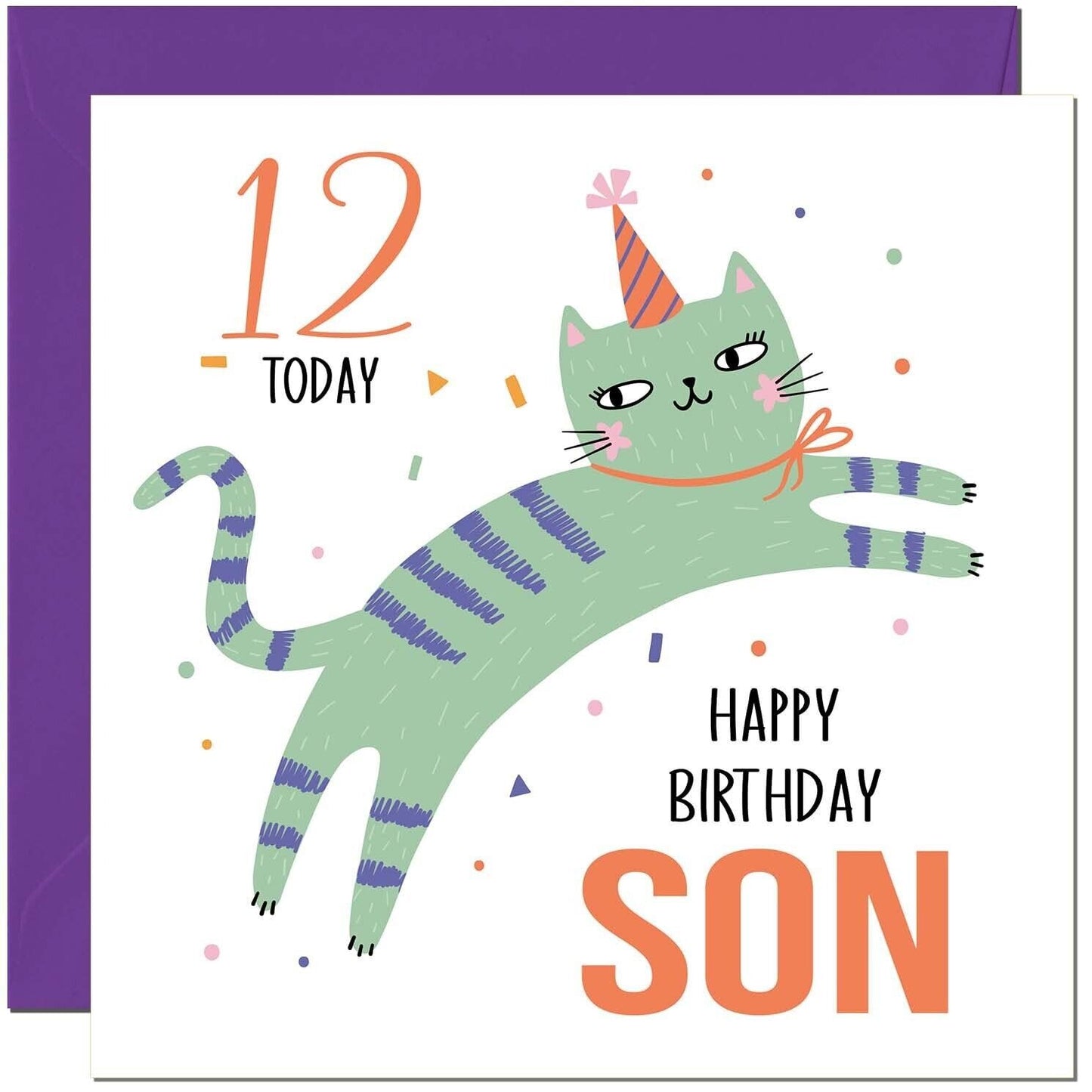 Son Birthday Card for Kids Cat Cute Sons