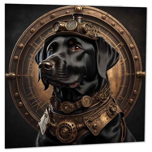 Steampunk Labrador Greeting Card 145mm x 145mm