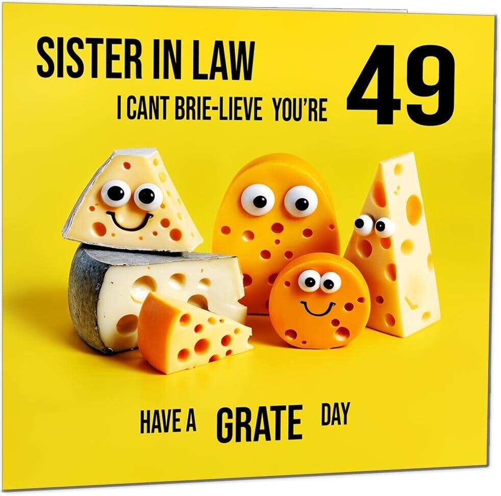 Sister in Law Birthday Card - Cheese Pun Funny Sister-in-laws