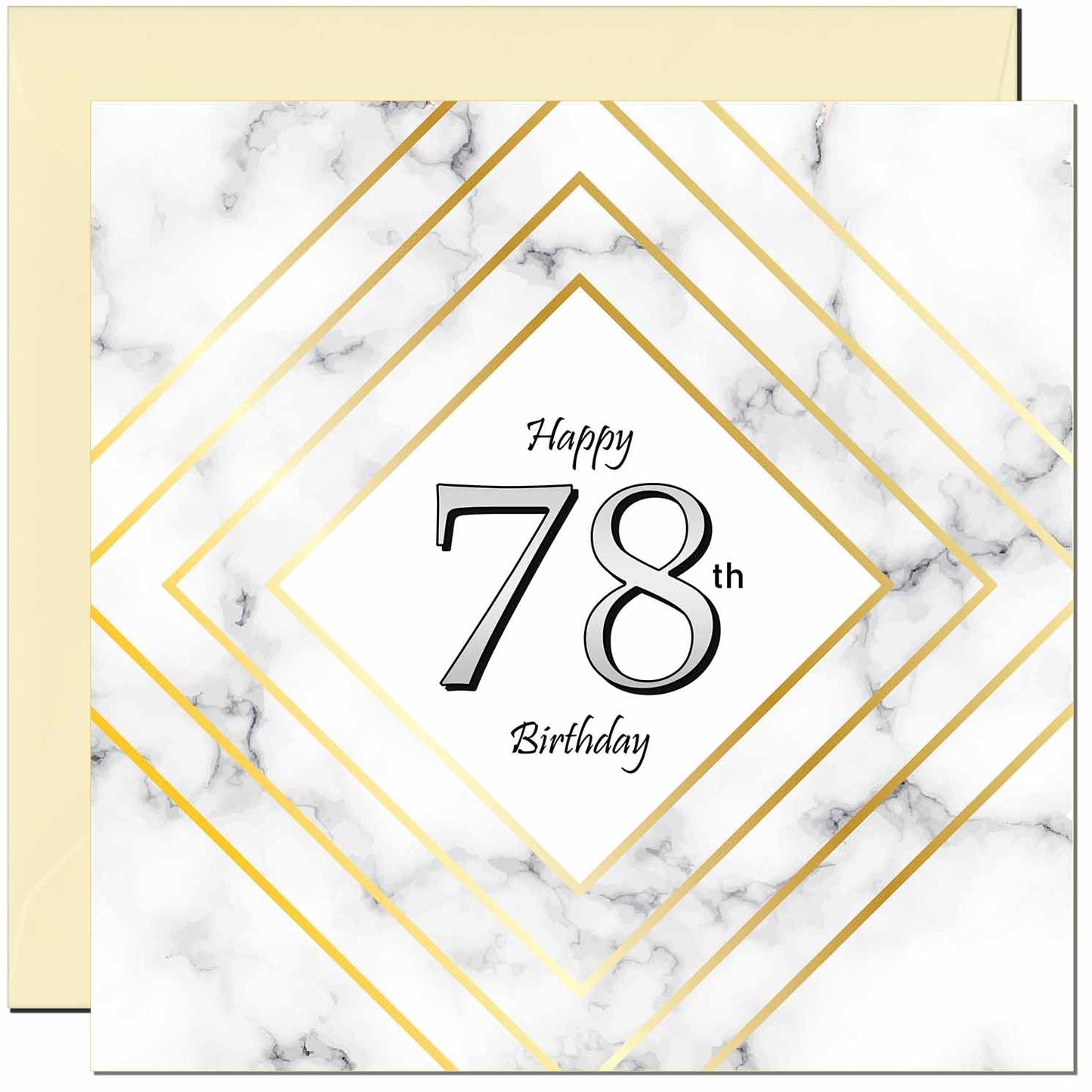 Birthday Card for Men Women - White Marble Gold - Birthday Cards for 59 year old Man FIfty Nine, Fifty Ninth Dad Grandad Grandpa Uncle Bday Gift Nan Mum Aunt