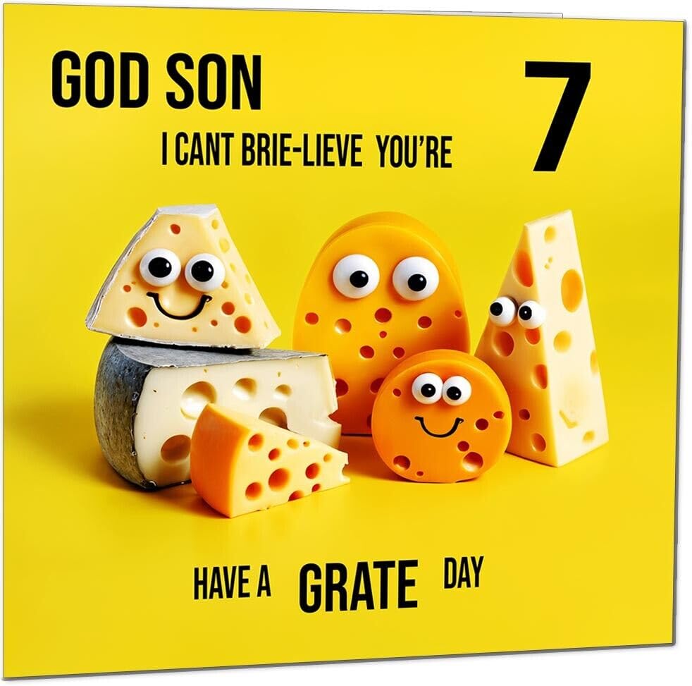 God Son Birthday Card - Cheese Pun Funny God Son's