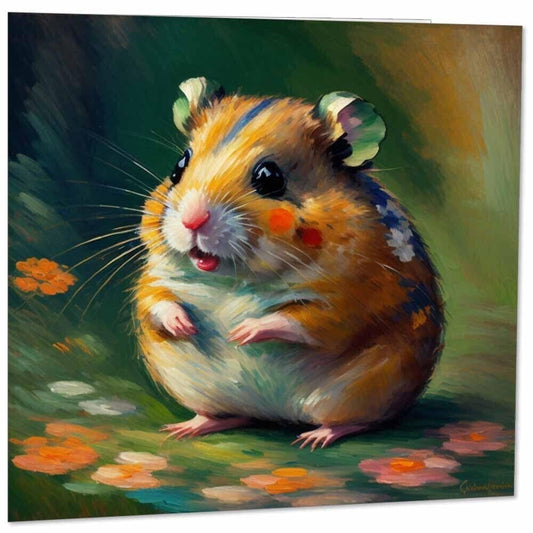 Hamster Greeting Card Animal Impressionism Art 145mm x 145mm