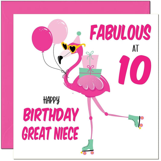 Great Niece Birthday Card - Fabulous Flamingo - Womens Pink Cute Great Nieces