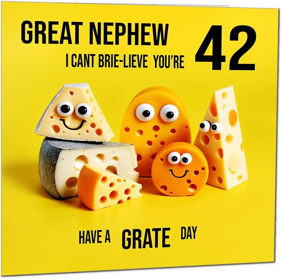 Great Nephew Birthday Card - Cheese Pun Funny Great Nephews