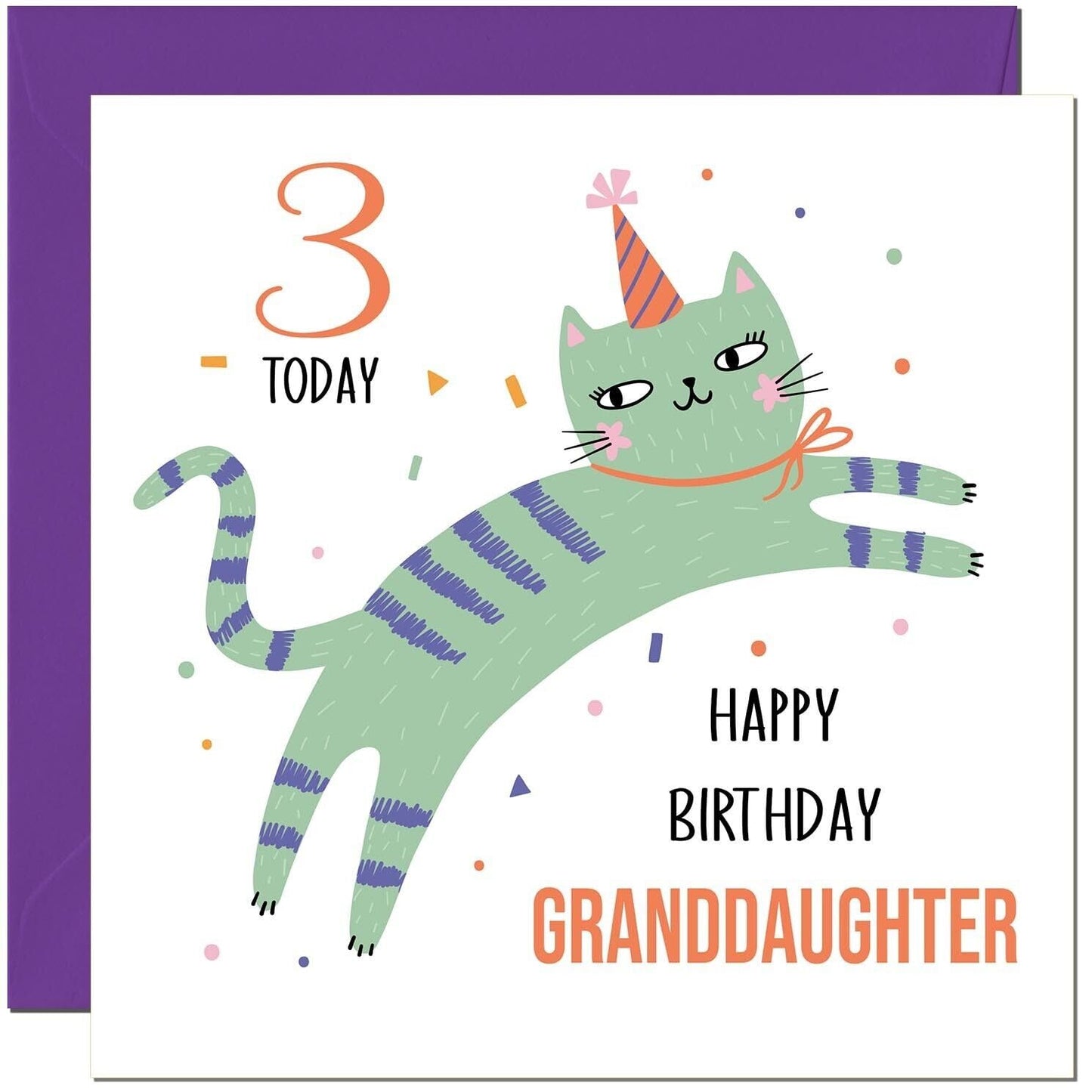 Granddaughter Birthday Card for Kids Cat Cute Grandaughters