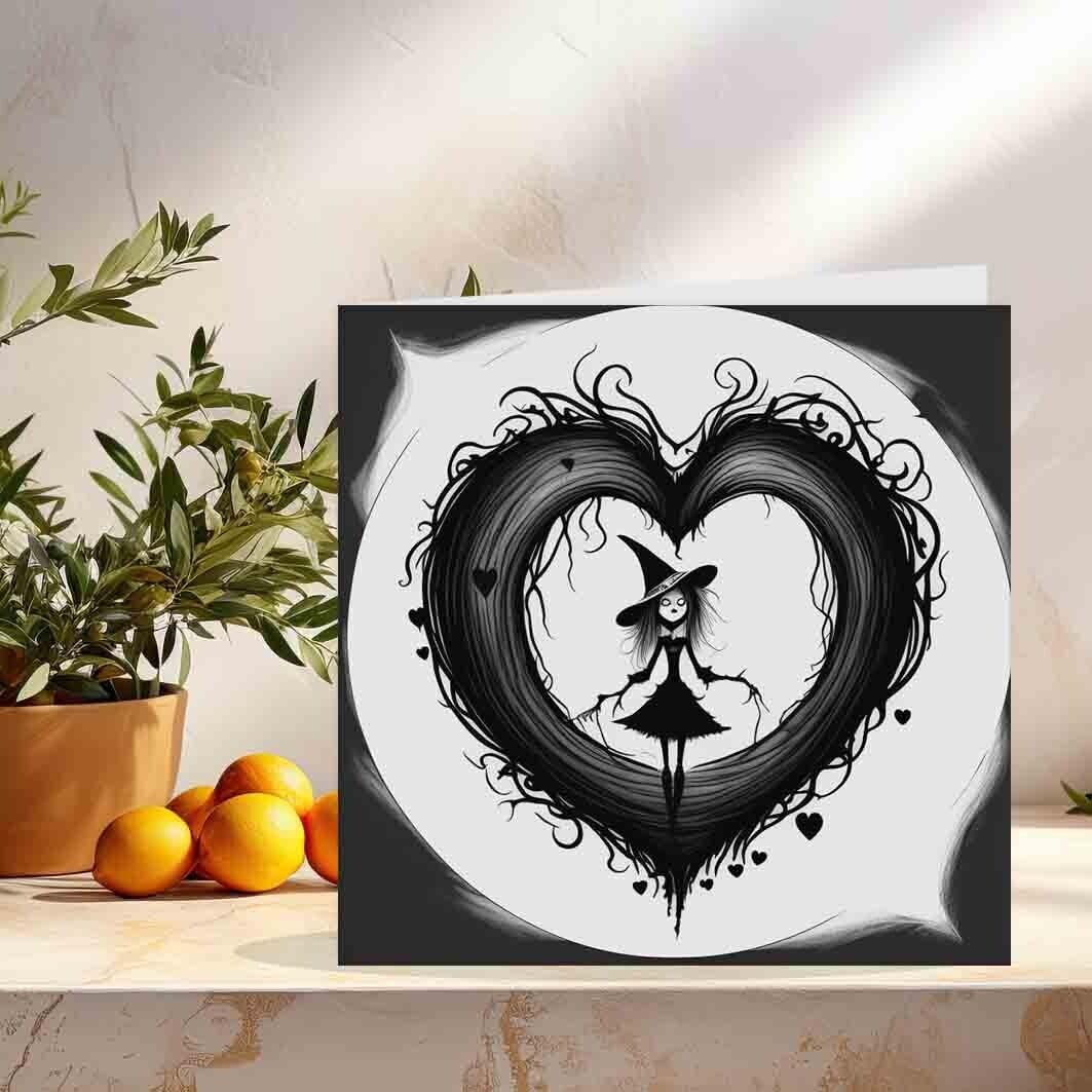Gothic Heart Witch Greeting Card 145 x 145mm