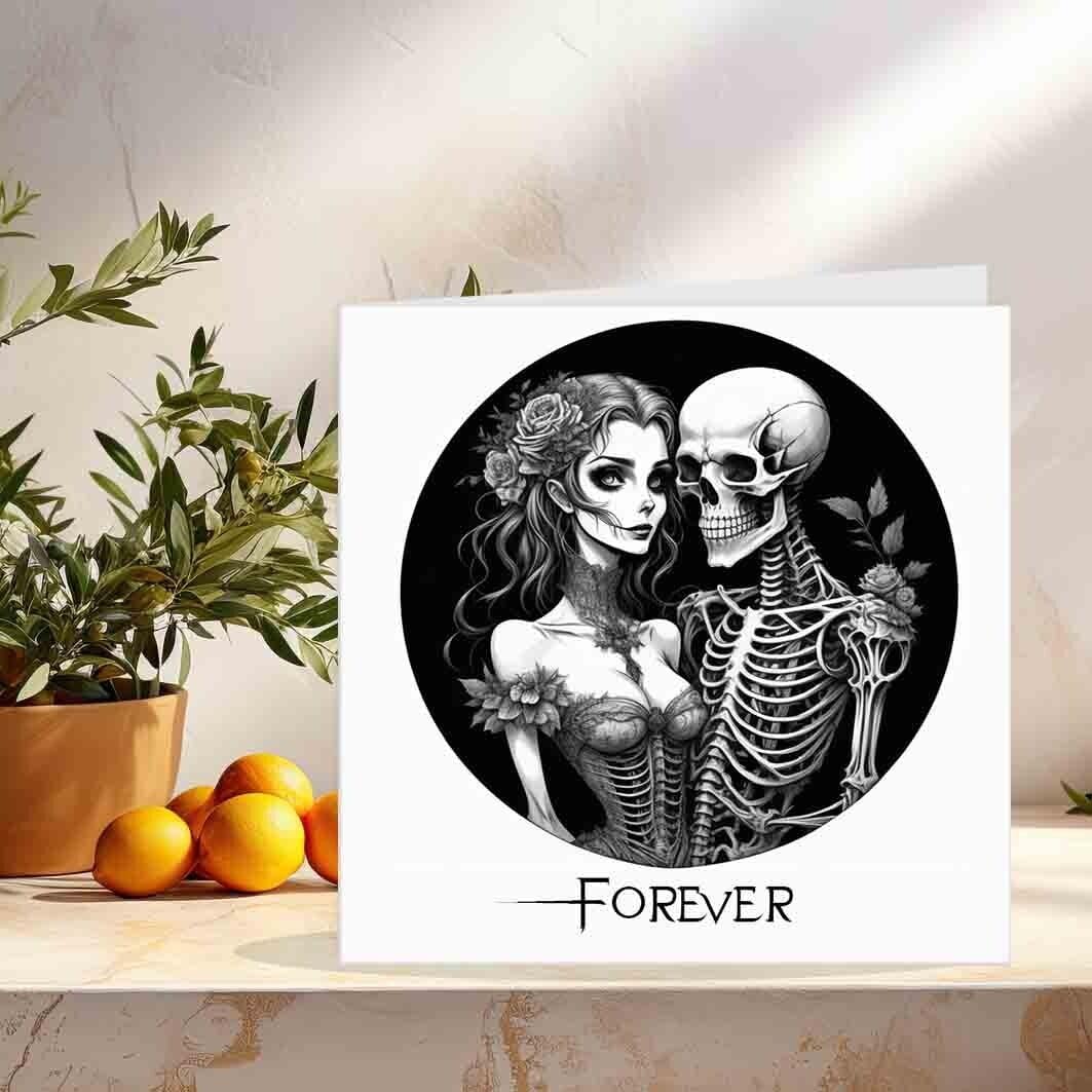 Alternative Gothic Anniversary Card - Forever - Valentines Boyfriend Girlfriend