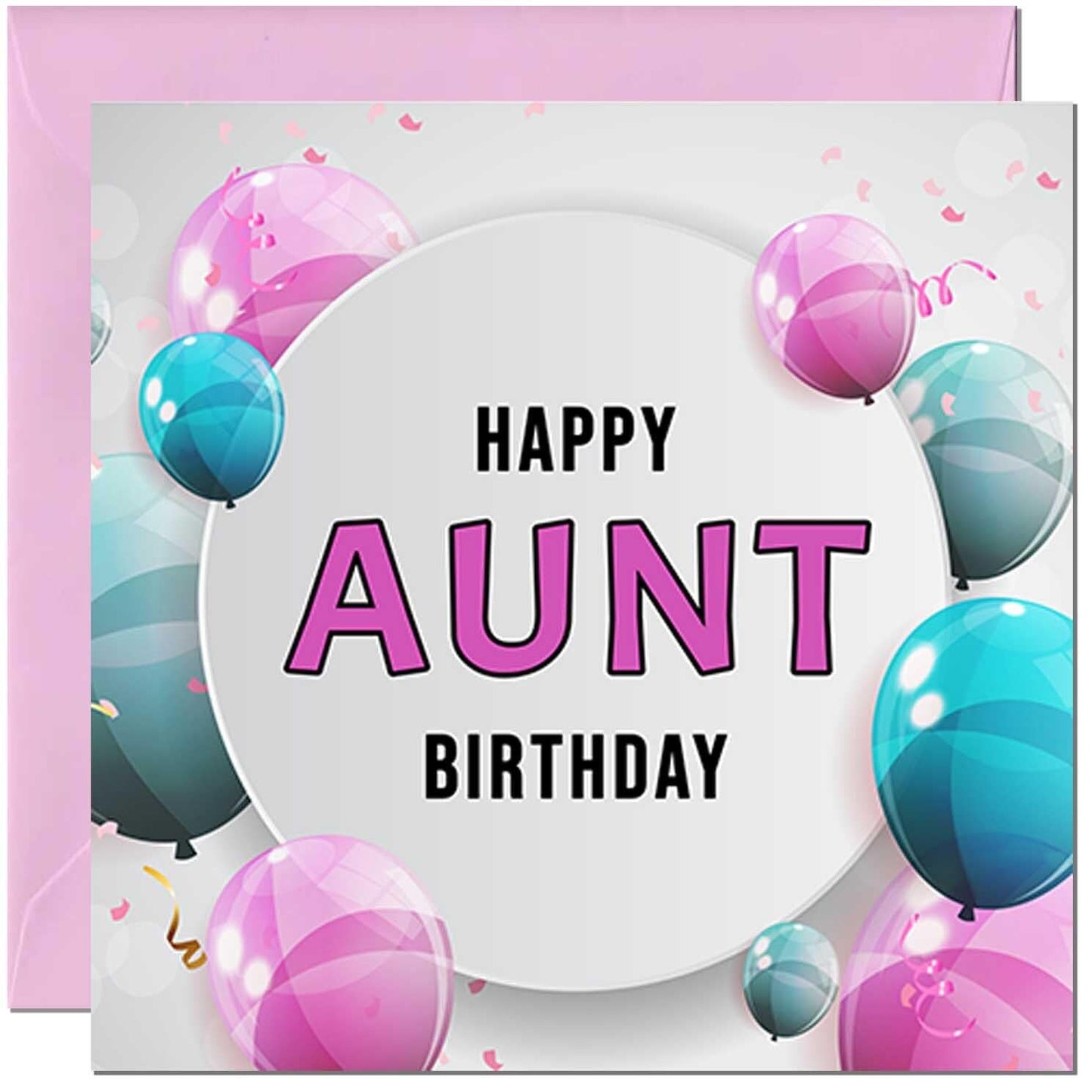 Birthday Card for women - Pink Turquoise Balloon Number