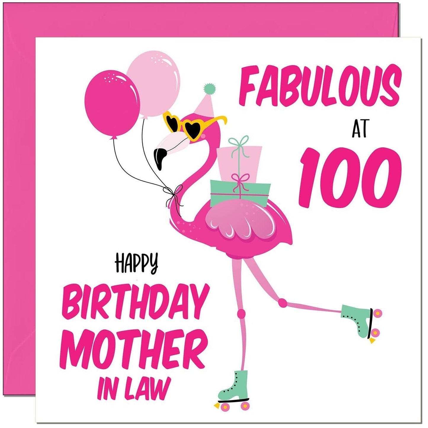 Mother In Law Birthday Card - Fabulous Flamingo - Pink Cute Mother-In-Laws