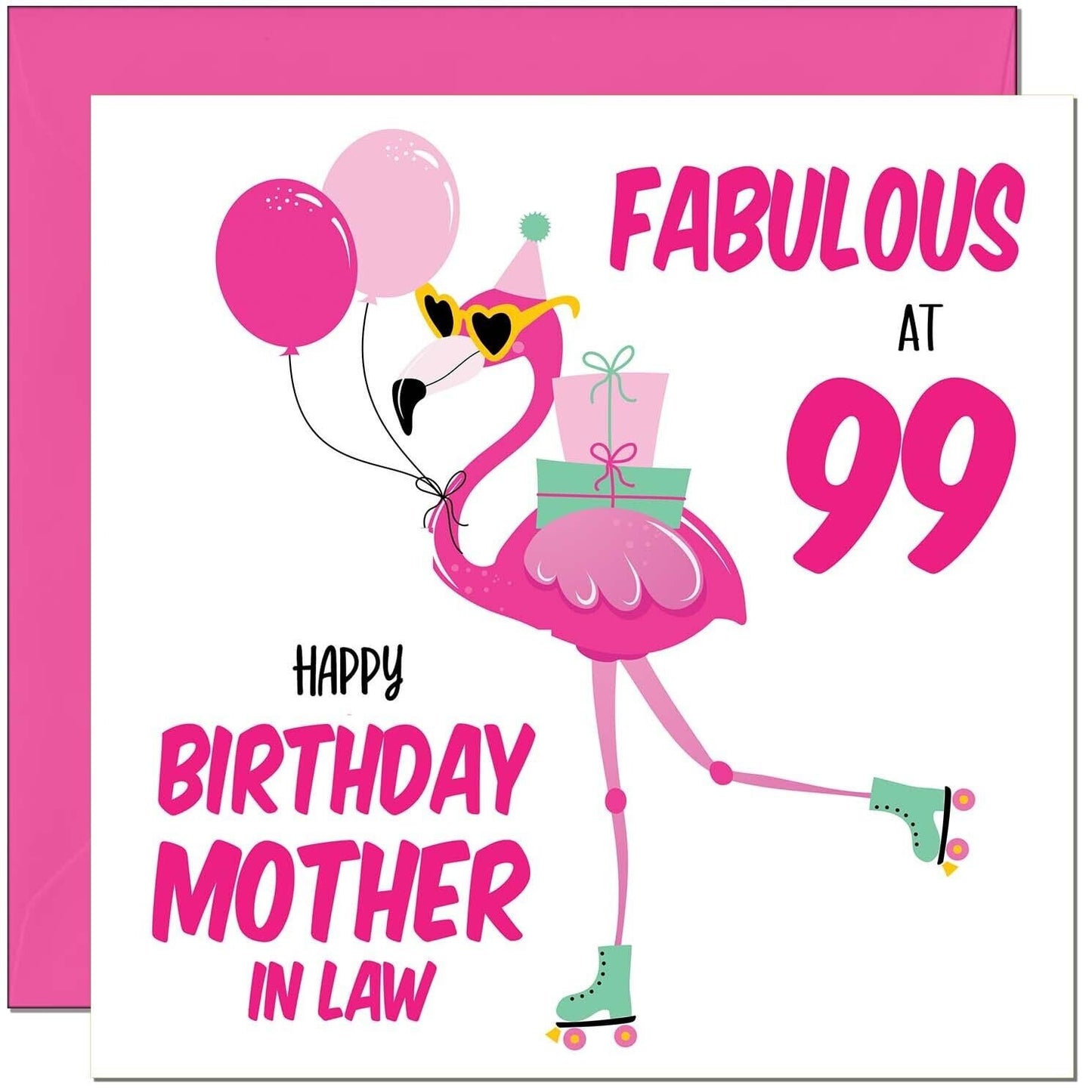 Mother In Law Birthday Card - Fabulous Flamingo - Pink Cute Mother-In-Laws