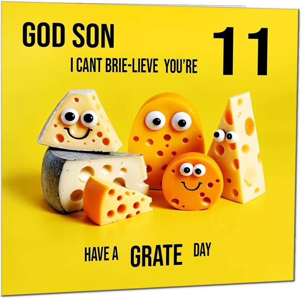God Son Birthday Card - Cheese Pun Funny God Son's