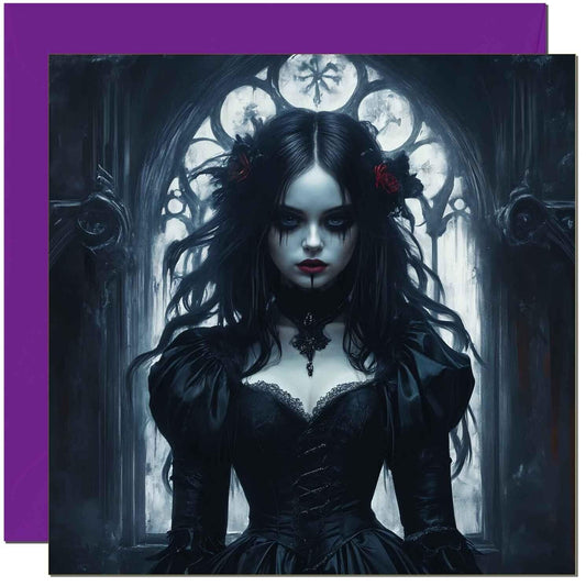 Gothic Birthday Card for Girls Women Ladies Her Wednesday 145 x 145mm