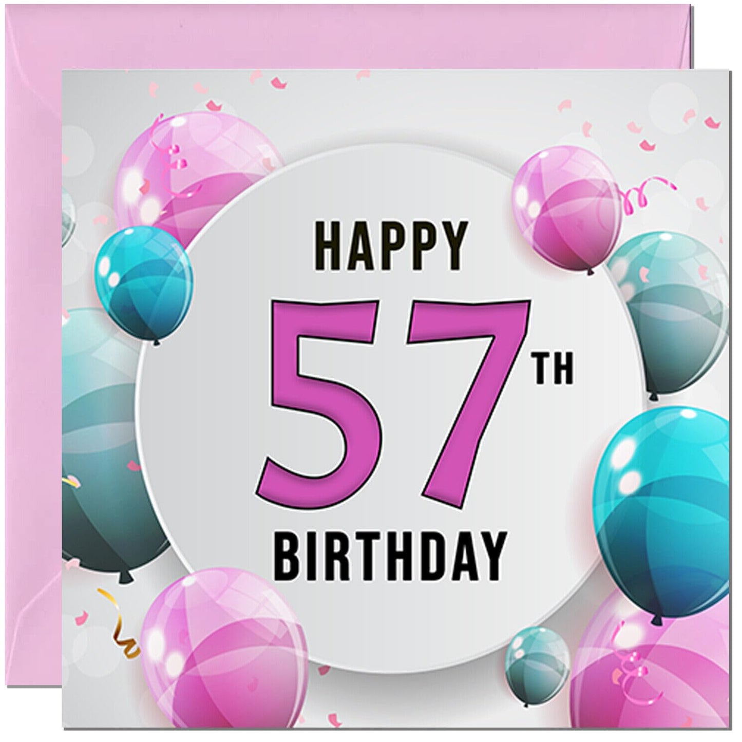 Birthday Card for women - Pink Turquoise Balloon Number