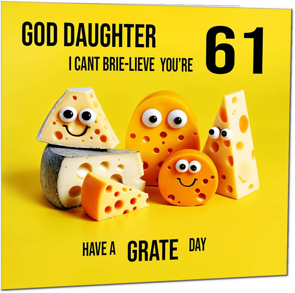 God Daughter Birthday Card - Cheese Pun Funny God Daughters