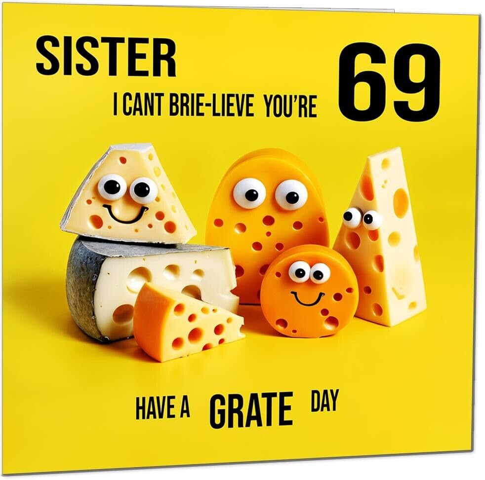 Sister Birthday Card - Cheese Pun Funny Sisters