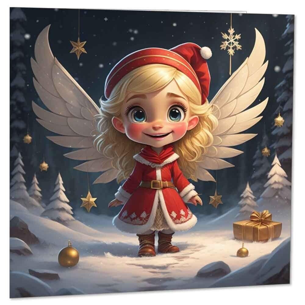 Cute Christmas Card Xmas Girl Card 145 x 145mm