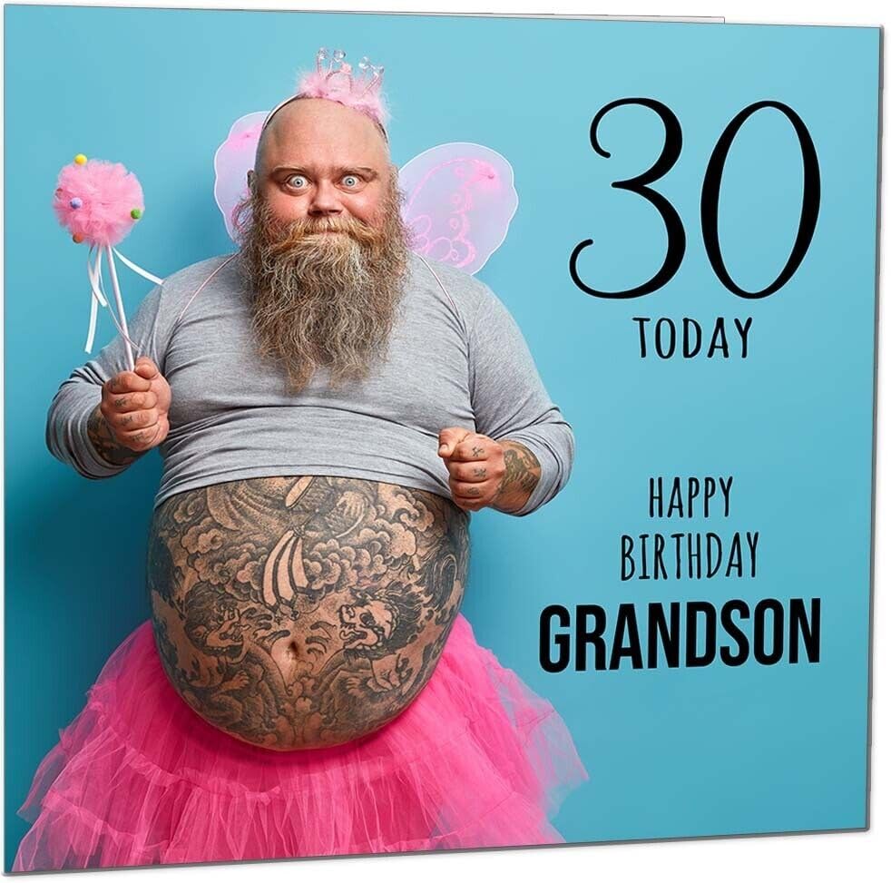 Grandson Funny Birthday Card - Bearded Man Joke Funny Grandsons