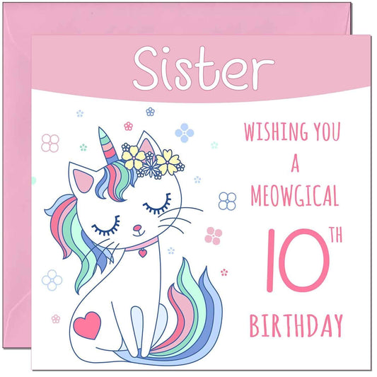 Sister Birthday Card - Meowgical Funny Cat