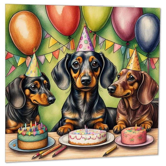Sausage Dog Dachshund Birthday Card Bday 145mm x 145mm