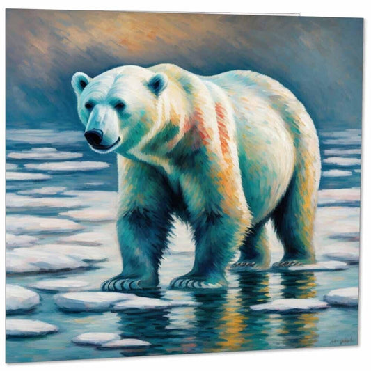 Polar Bear Greeting Card - Animal Impressionism Art 145mm x 145mm