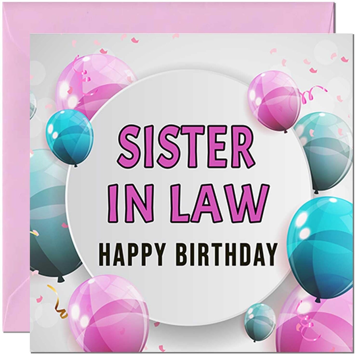 Birthday Card for women - Pink Turquoise Balloon Number