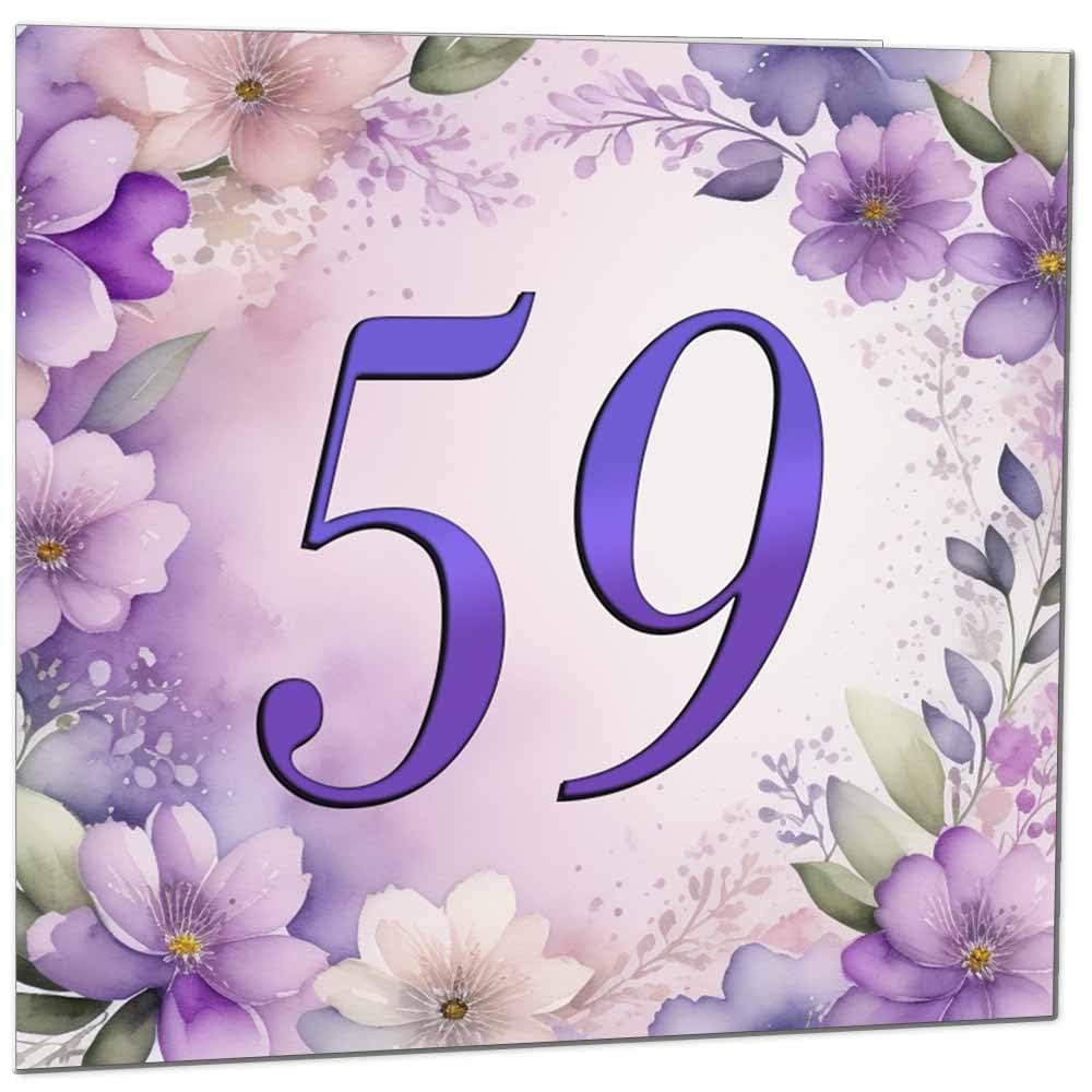 Birthday Card for Women - Purple Floral 80th Birthday Cards for year old woman Ladies Grandma Nan Aunt Mum Sister Mom Friend