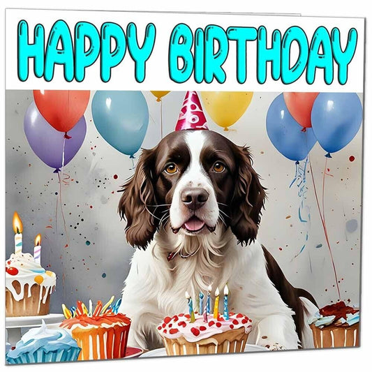 English Springer Spaniel Birthday Card - Funny Dog Birthday Card 145 x 145mm