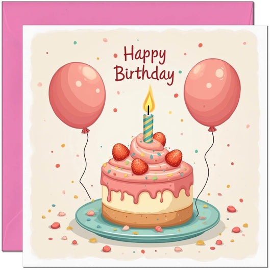 Womens Birthday Card Cake Design - Cute Birthday card for Sister Aunty Niece Mom
