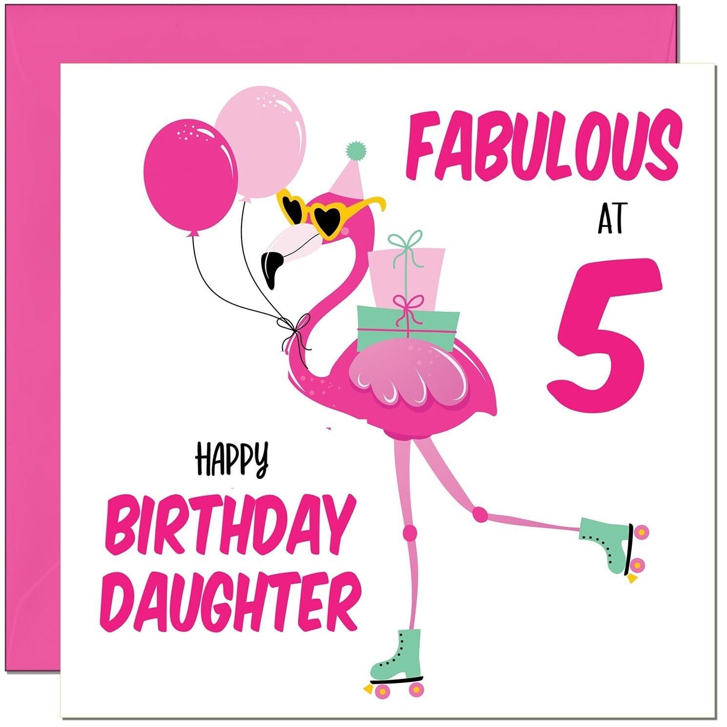 Daughter Birthday Card - Fabulous Flamingo - Ladies Womens Pink Cute Daughters