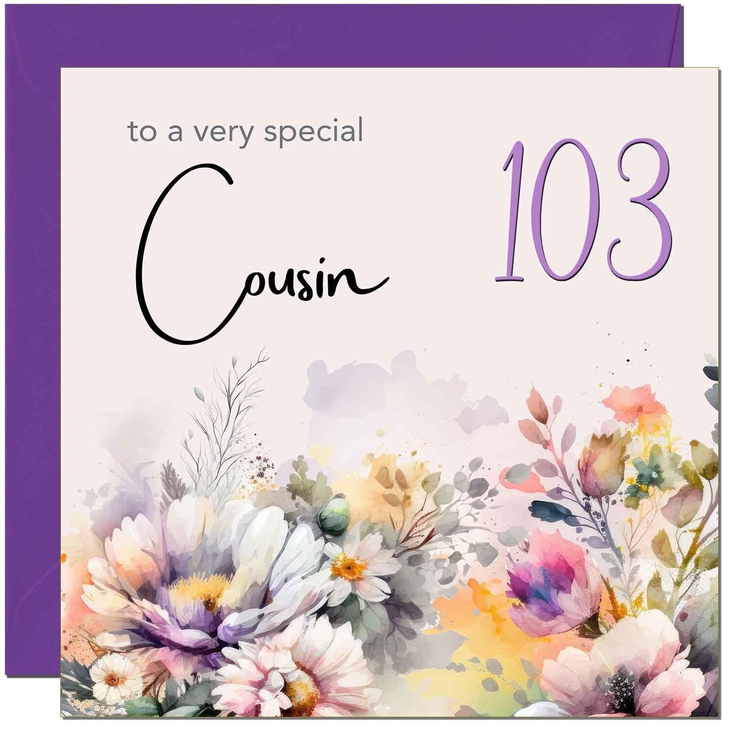 Cousin Birthday Card - Purple Floral Cousin's
